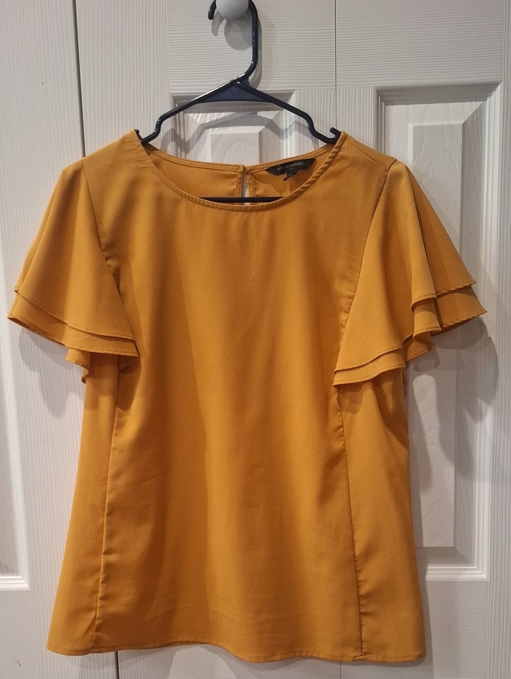 Banana Republic Mustard Flutter Sleeve Blouse